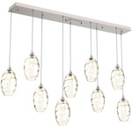 Ellisse Linear Multi Light Pendant - Beige Silver / Optic Amber