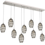 Ellisse Linear Multi Light Pendant - Beige Silver / Optic Smoke
