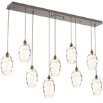 Ellisse Linear Multi Light Pendant - Flat Bronze / Optic Amber