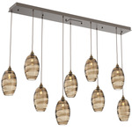 Ellisse Linear Multi Light Pendant - Flat Bronze / Optic Bronze