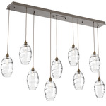 Ellisse Linear Multi Light Pendant - Flat Bronze / Optic Clear