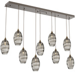 Ellisse Linear Multi Light Pendant - Flat Bronze / Optic Smoke
