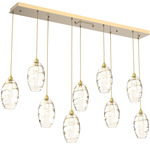 Ellisse Linear Multi Light Pendant - Gilded Brass / Optic Amber