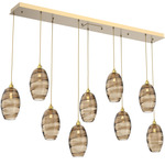 Ellisse Linear Multi Light Pendant - Gilded Brass / Optic Bronze