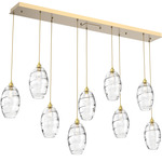 Ellisse Linear Multi Light Pendant - Gilded Brass / Optic Clear