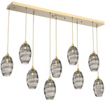 Ellisse Linear Multi Light Pendant - Gilded Brass / Optic Smoke