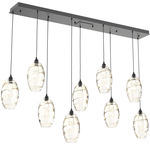 Ellisse Linear Multi Light Pendant - Matte Black / Optic Amber