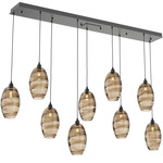 Ellisse Linear Multi Light Pendant - Matte Black / Optic Bronze