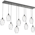 Ellisse Linear Multi Light Pendant - Matte Black / Optic Clear