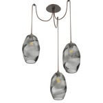 Ellisse Swag Multi Light Pendant - Flat Bronze / Smoke