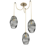 Ellisse Swag Multi Light Pendant - Gilded Brass / Smoke
