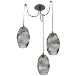 Ellisse Swag Multi Light Pendant - Matte Black / Smoke