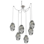 Ellisse Swag Multi Light Pendant - Beige Silver / Smoke