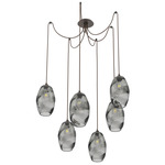 Ellisse Swag Multi Light Pendant - Flat Bronze / Smoke