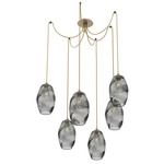 Ellisse Swag Multi Light Pendant - Gilded Brass / Smoke