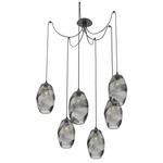 Ellisse Swag Multi Light Pendant - Matte Black / Smoke