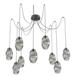 Ellisse Swag Multi Light Pendant - Matte Black / Smoke
