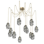 Ellisse Swag Multi Light Pendant - Gilded Brass / Smoke