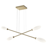 Fiori Moda Linear Chandelier - Gilded Brass / Fiori White