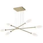 Fiori Moda Linear Chandelier - Gilded Brass / Fiori White