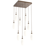 Fiori Square Multi Light Pendant - Flat Bronze / White