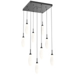 Fiori Square Multi Light Pendant - Matte Black / White