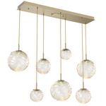 Gaia Linear Multi Light Pendant - Gilded Brass / Amber