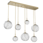 Gaia Linear Multi Light Pendant - Gilded Brass / Clear