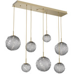 Gaia Linear Multi Light Pendant - Gilded Brass / Smoke