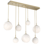 Gaia Linear Multi Light Pendant - Gilded Brass / Opal White