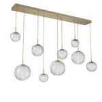 Gaia Linear Multi Light Pendant - Gilded Brass / Clear
