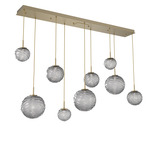 Gaia Linear Multi Light Pendant - Gilded Brass / Smoke