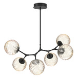 Gaia Modern Branch Chandelier - Matte Black / Amber