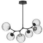 Gaia Modern Branch Chandelier - Matte Black / Clear