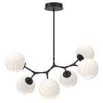 Gaia Modern Branch Chandelier - Matte Black / Opal White