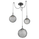 Gaia Swag Multi Light Pendant - Matte Black / Smoke