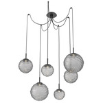 Gaia Swag Multi Light Pendant - Matte Black / Smoke