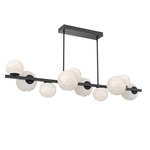 Gaia Twisted Branch Chandelier - Matte Black / Opal White