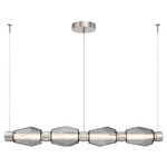 Gem Mandrel Linear Chandelier - Beige Silver / Smoke