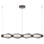 Gem Mandrel Linear Chandelier - Flat Bronze / Smoke