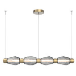 Gem Mandrel Linear Chandelier - Gilded Brass / Smoke