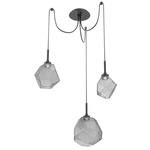 Gem Swag Multi Light Pendant - Matte Black / Smoke