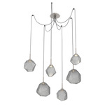 Gem Swag Multi Light Pendant - Beige Silver / Smoke