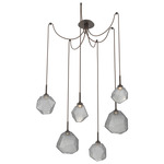 Gem Swag Multi Light Pendant - Flat Bronze / Smoke