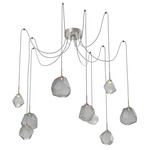 Gem Swag Multi Light Pendant - Beige Silver / Smoke