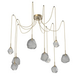 Gem Swag Multi Light Pendant - Gilded Brass / Smoke