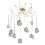 Gem Swag Multi Light Pendant - Gilded Brass / Smoke