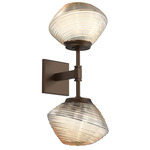 Mesa Double Wall Sconce - Flat Bronze / Mesa Amber