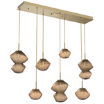 Mesa Linear Multi Light Pendant - Gilded Brass / Mesa Bronze