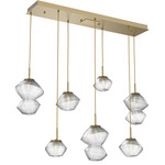 Mesa Linear Multi Light Pendant - Gilded Brass / Mesa Clear